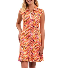 IBKUL Robin Printed Polo Neck Sleeveless Mini Dress