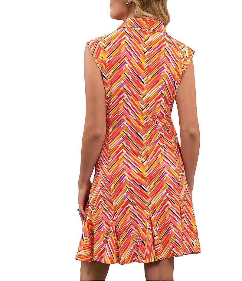 IBKUL Robin Printed Polo Neck Sleeveless Mini Dress