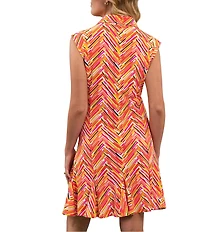 IBKUL Robin Printed Polo Neck Sleeveless Mini Dress