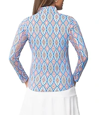 IBKUL Romina Print Mock Neck Long Sleeve Top