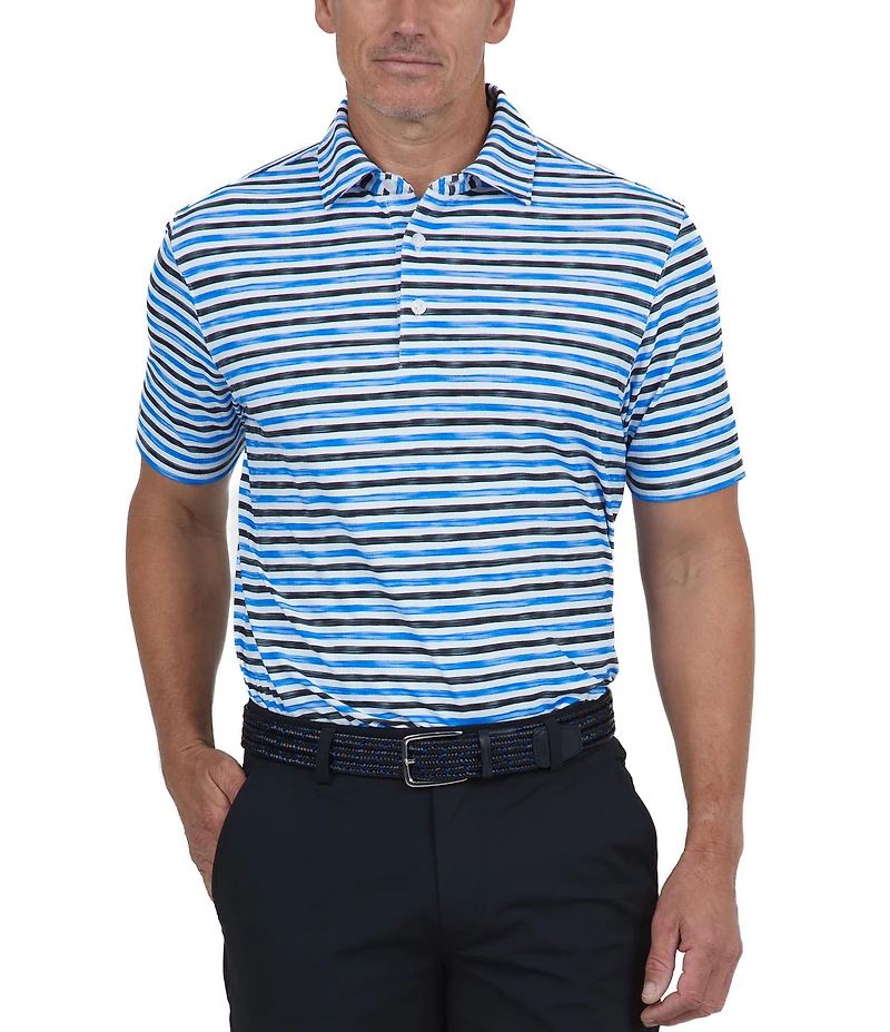 IBKUL Short Sleeve Landon Stripe Polo Shirt