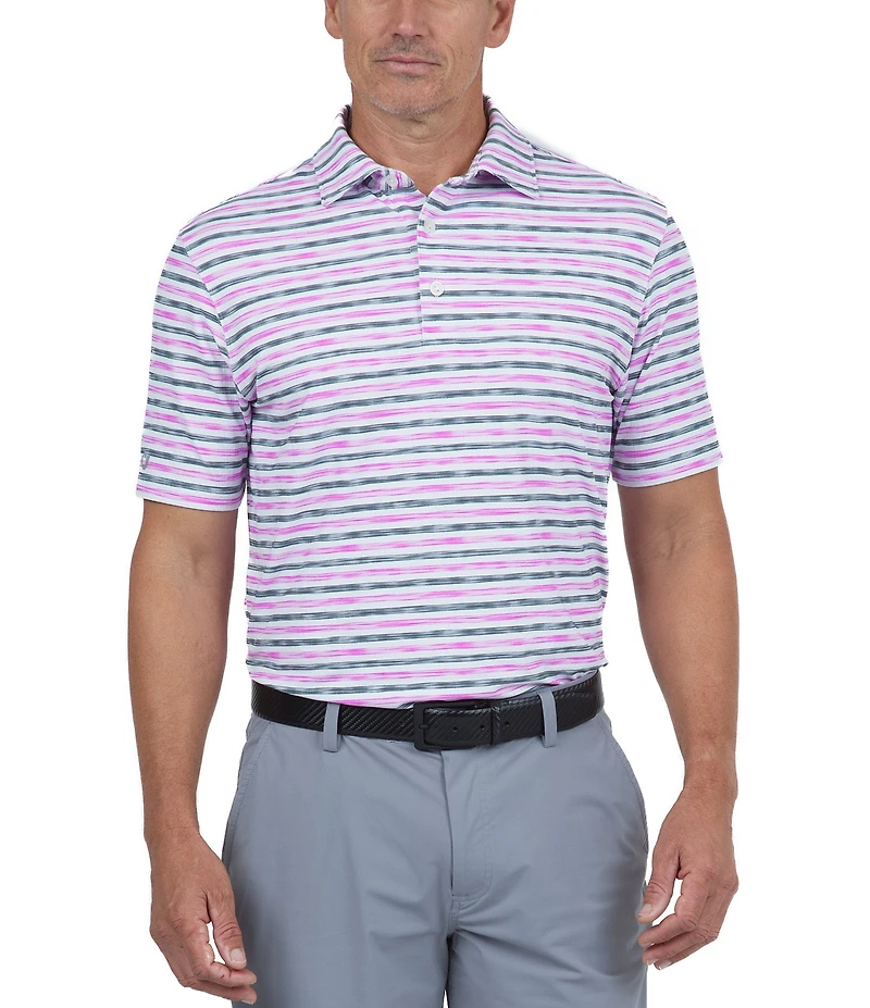 IBKUL Short Sleeve Landon Stripe Polo Shirt