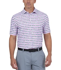 IBKUL Short Sleeve Landon Stripe Polo Shirt