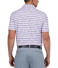 IBKUL Short Sleeve Landon Stripe Polo Shirt
