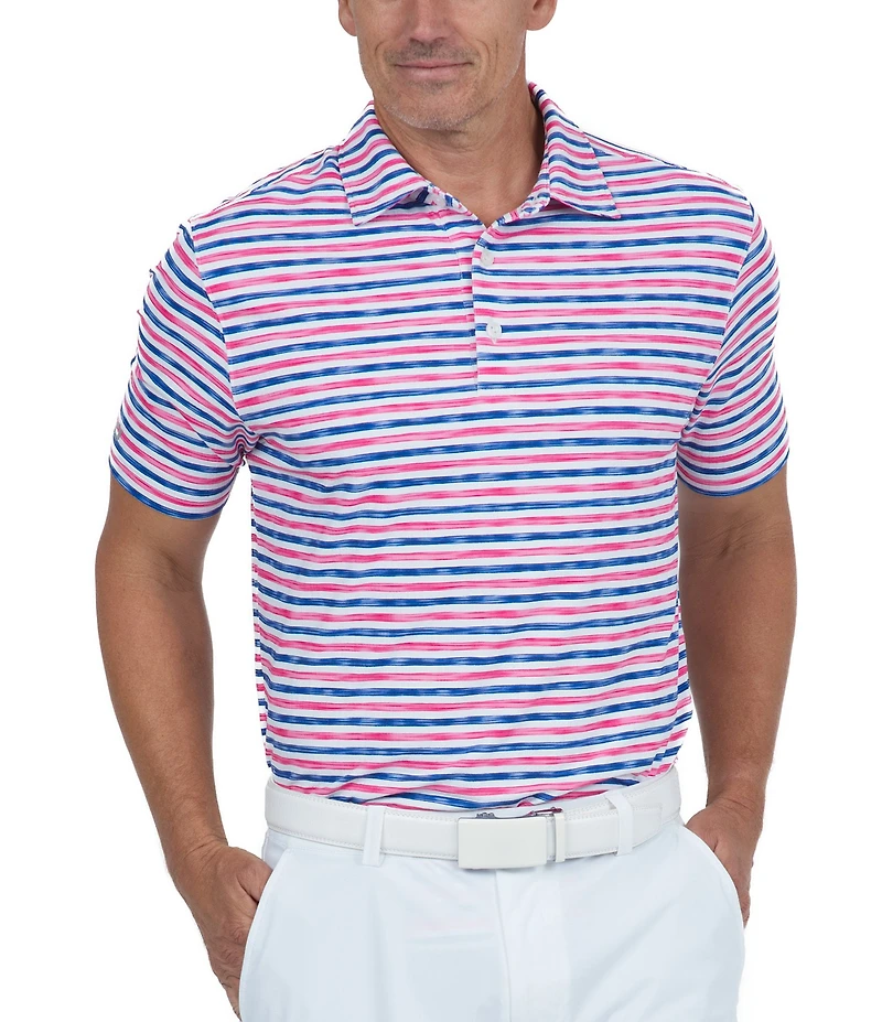 IBKUL Short Sleeve Landon Stripe Polo Shirt
