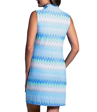 IBKUL Susan Chevron Print Sleeveless Mock Neck Above the Knee Dress
