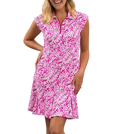 IBKUL Yesenia Printed Polo Neck Sleeveless Mini Dress