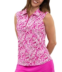 IBKUL Yesenia Printed Polo Neck Sleeveless Top