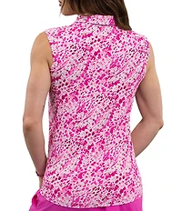 IBKUL Yesenia Printed Polo Neck Sleeveless Top