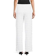 IC Collection Bubble Check Elastic Waist Straight Leg Pants