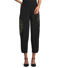 IC Collection Coordinating Moon Dot Jacquard Knit Elastic Waist Lantern Pants