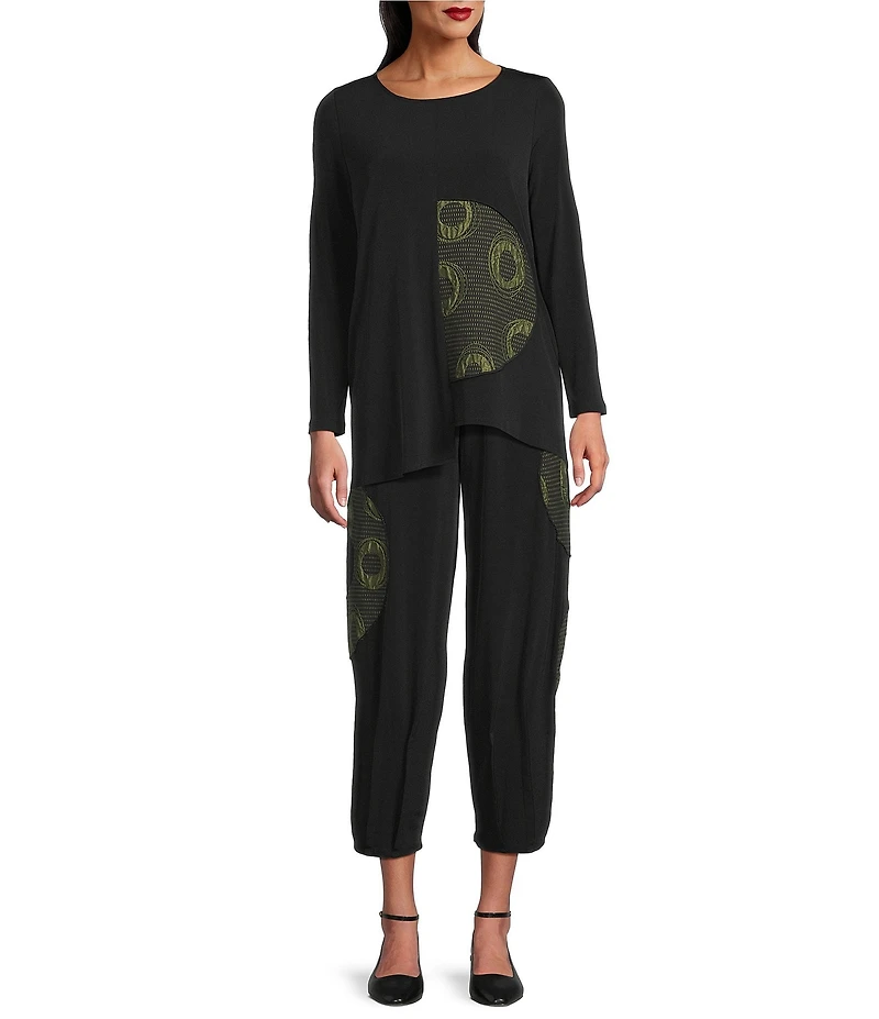 IC Collection Coordinating Moon Dot Jacquard Knit Elastic Waist Lantern Pants