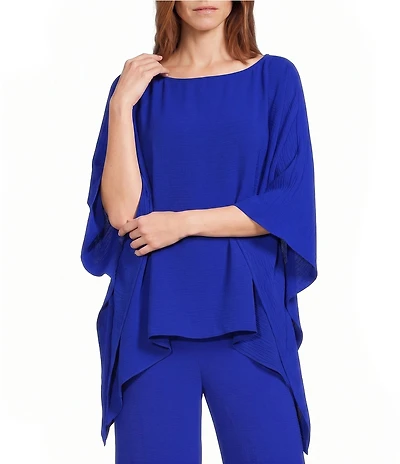 IC Collection Crinkle Boat Neck Elbow Sleeve Poncho Top