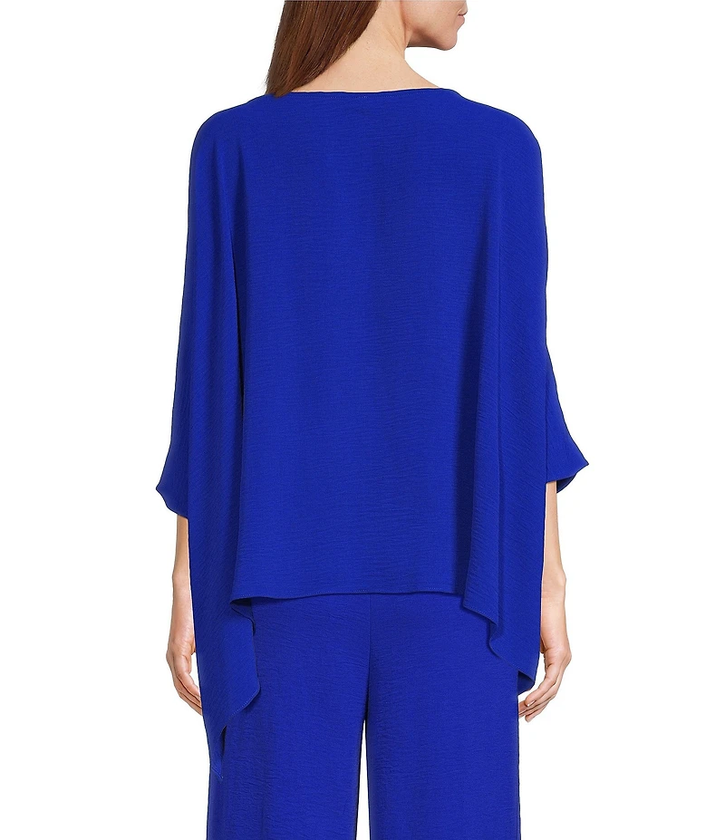 IC Collection Crinkle Boat Neck Elbow Sleeve Poncho Top
