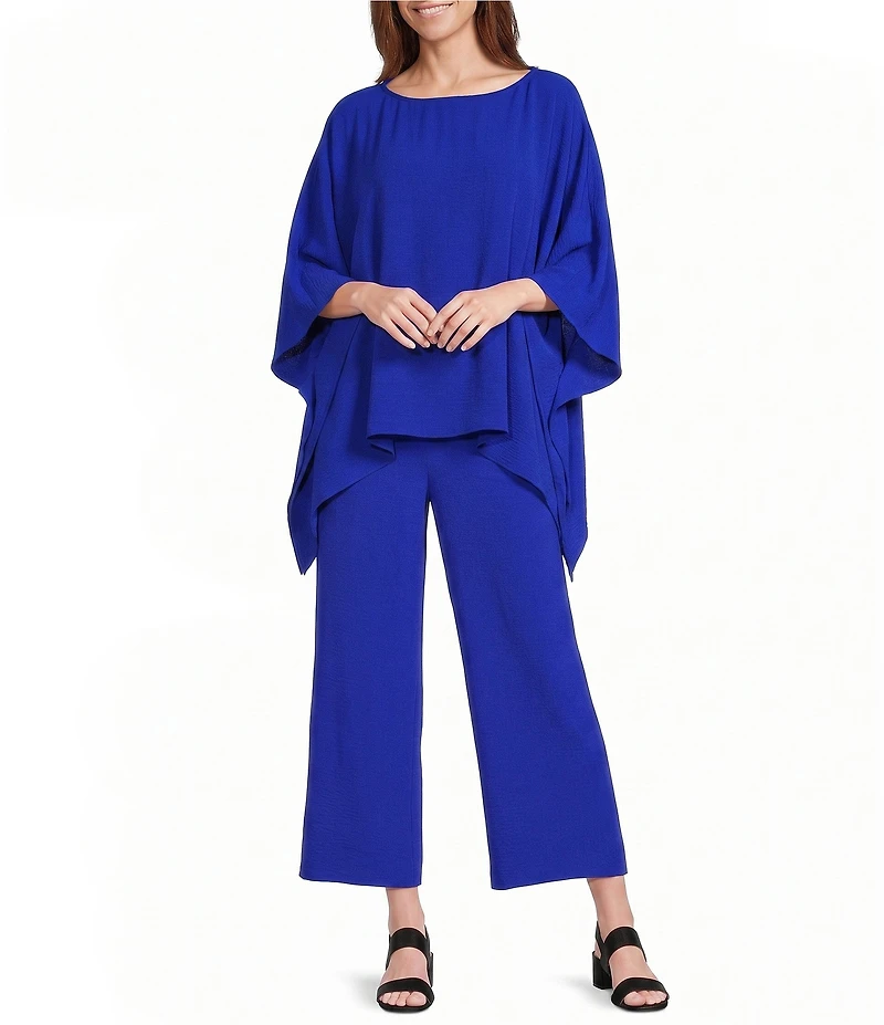 IC Collection Crinkle Boat Neck Elbow Sleeve Poncho Top