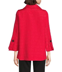 IC Collection Crinkle Jacquard Shawl Collar Long Sleeve Jacket