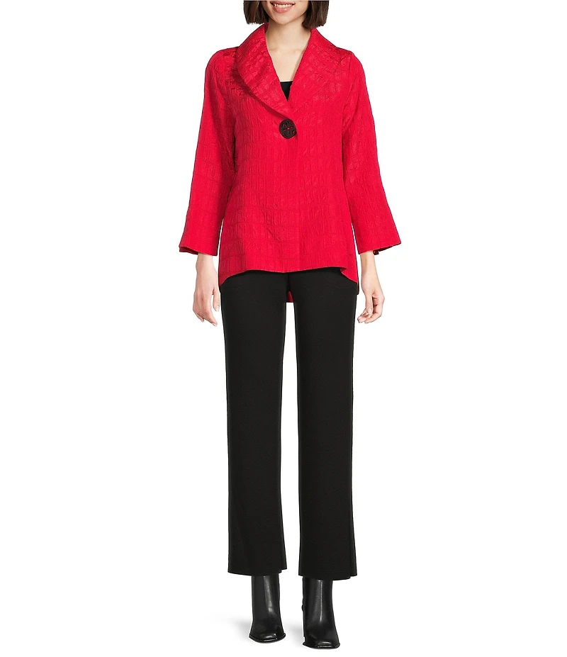 IC Collection Crinkle Jacquard Shawl Collar Long Sleeve Jacket