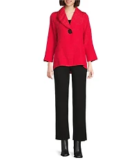 IC Collection Crinkle Jacquard Shawl Collar Long Sleeve Jacket