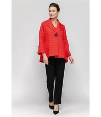 IC Collection Crinkle Jacquard Shawl Collar Long Sleeve Jacket
