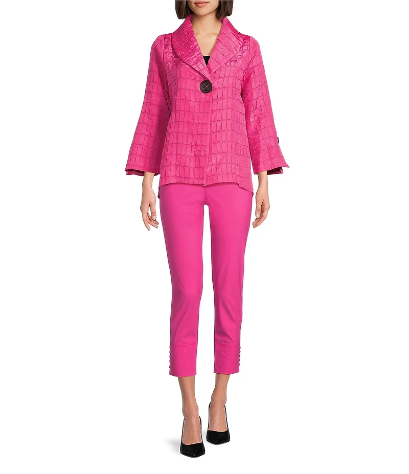 IC Collection Crinkle Jacquard Shawl Collar Long Sleeve Jacket