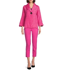 IC Collection Crinkle Jacquard Shawl Collar Long Sleeve Jacket