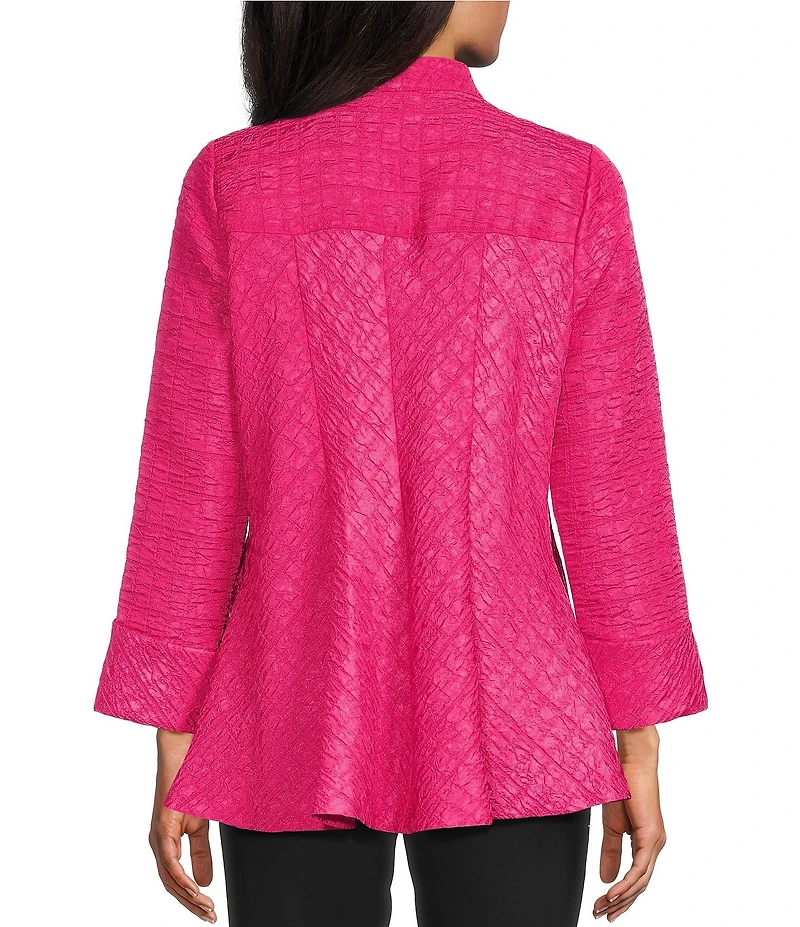 IC Collection Crinkle Jacquard Textured High Neck Bracelet Sleeve Button Front Jacket