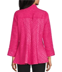 IC Collection Crinkle Jacquard Textured High Neck Bracelet Sleeve Button Front Jacket