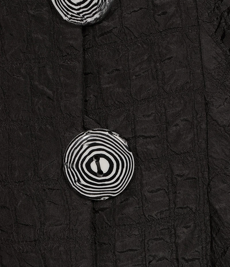 IC Collection Crinkle Jacquard Textured High Neck Bracelet Sleeve Button Front Jacket
