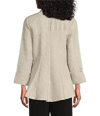 IC Collection Crinkle Jacquard Textured High Neck Bracelet Sleeve Button Front Jacket