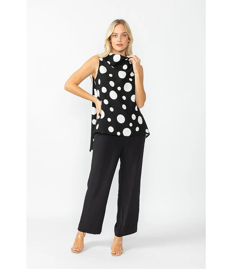IC Collection Crinkle Woven Elastic Waist Wide Leg Pull-On Pants