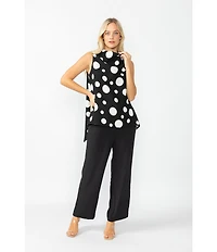 IC Collection Crinkle Woven Elastic Waist Wide Leg Pull-On Pants