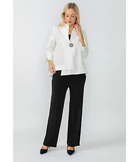 IC Collection Crinkle Woven High Neck Bracelet Sleeve Asymmetrical Jacket