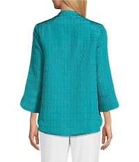 IC Collection Crinkle Woven High Neck Bracelet Sleeve Asymmetrical Jacket