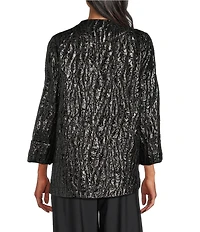 IC Collection Flash Metallic Woven High Neck Long Sleeve Asymmetrical Jacket