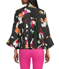IC Collection Floral Print High Collar Bracelet Puff Sleeve Jacket