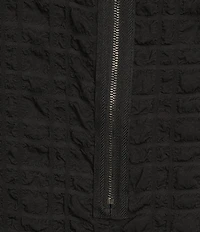 IC Collection Textured Bubble Check Woven Mock Neck Sleeveless Pocketed Swing Waistless Midi Dress