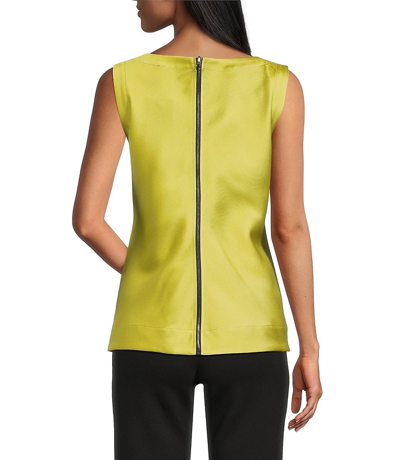 IC Collection Jacquard Bloom Boat Neck Sleeveless Top