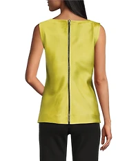 IC Collection Jacquard Bloom Boat Neck Sleeveless Top