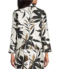 IC Collection Jacquard Woven Floral Metallic Spread Neck Bracelet Sleeve One-Button Jacket