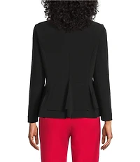 IC Collection Knit Asymmetrical Tiered Round Neck Long Sleeve Flap Top