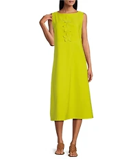 IC Collection Knit Boat Neck Sleeveless Floral Applique Midi Dress