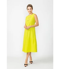 IC Collection Knit Boat Neck Sleeveless Floral Applique Midi Dress