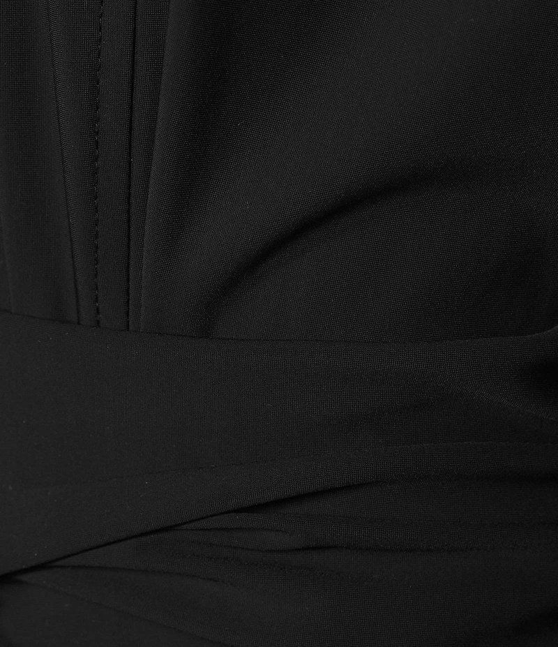 IC Collection Knit Collar Neck Zip Front Elbow Sleeve Balloon Leg Wrap Jumpsuit