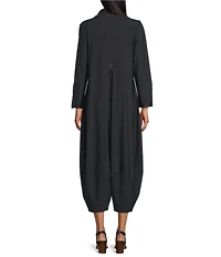 IC Collection Knit Collar Neck Zip Front Long Sleeve Barrel Crop Jumpsuit