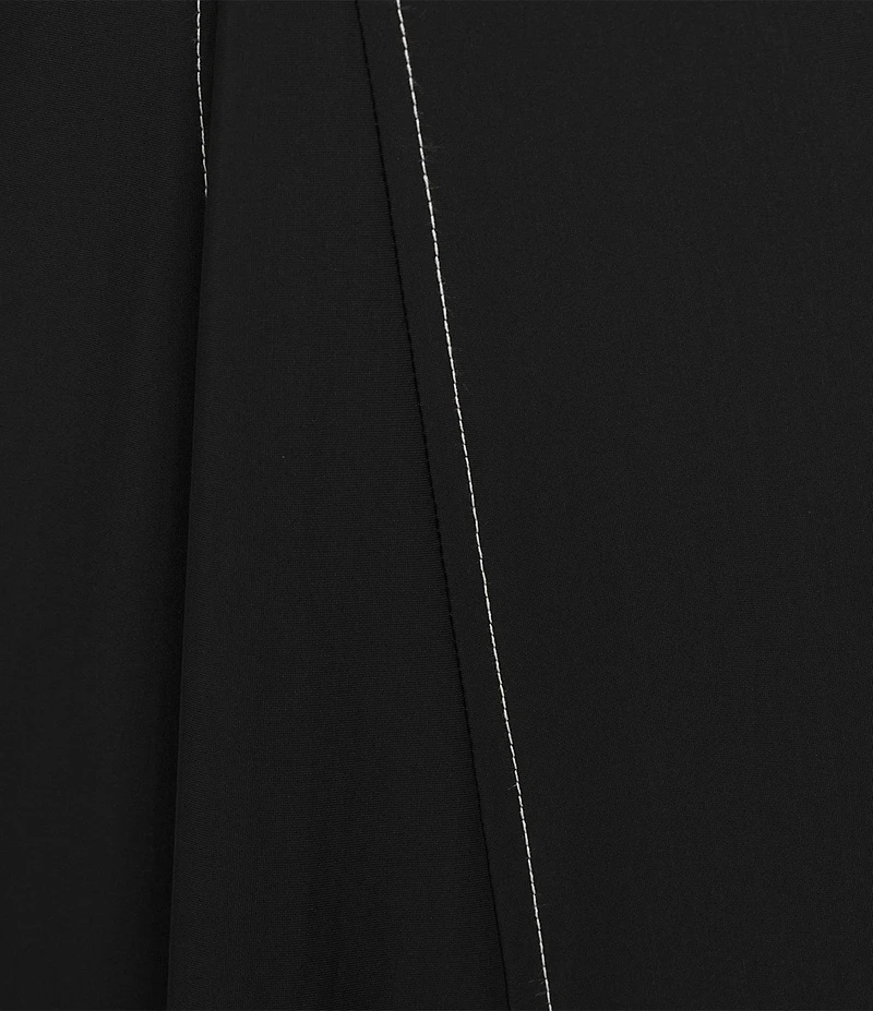 IC Collection Knit Collar V-Neck Elbow Puff Sleeve Fit-An-Flare Midi Dress