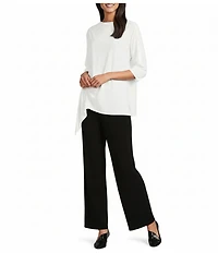 IC Collection Knit Cowl Neck 3/4 Sleeve Ruched Drape Top