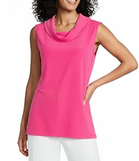 IC Collection Knit Cowl Neck Sleeveless Swing Top