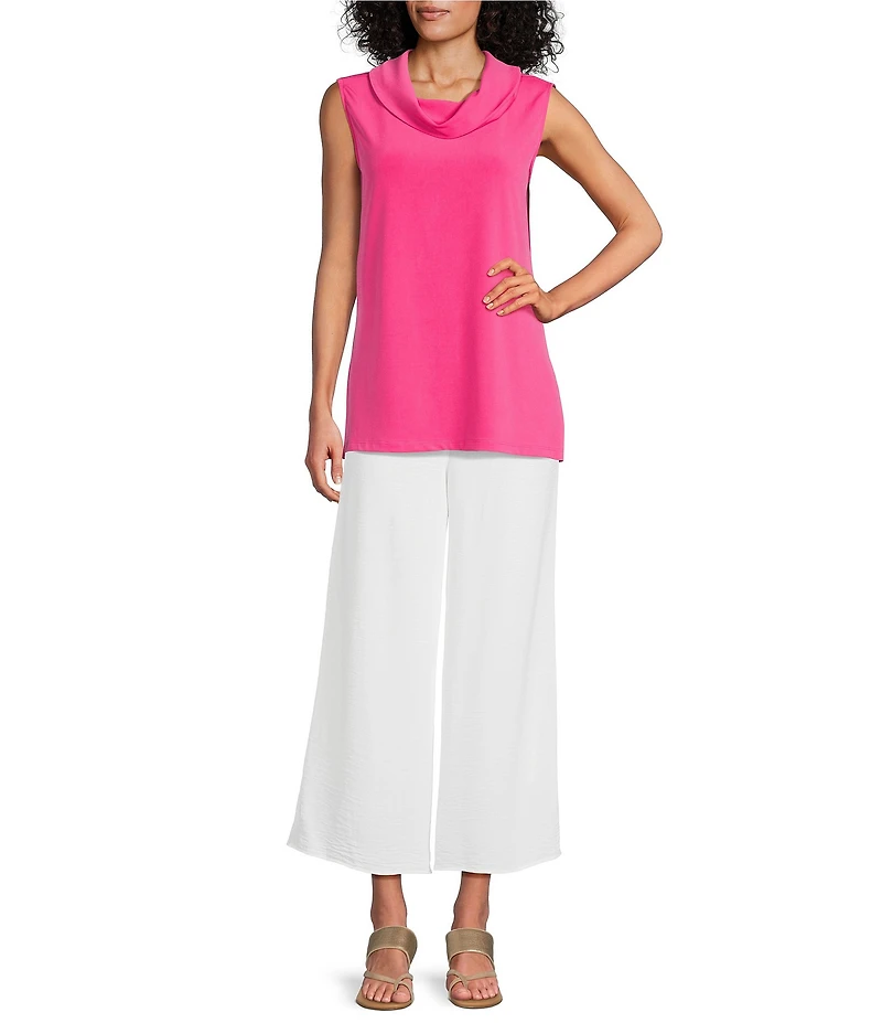 IC Collection Knit Cowl Neck Sleeveless Swing Top