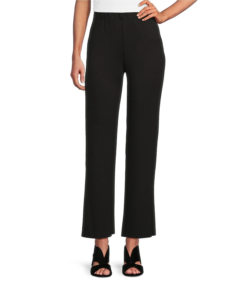 IC Collection Knit Elastic Waist Coordinating Wide Leg Pull-On Coordinating Ankle Pants