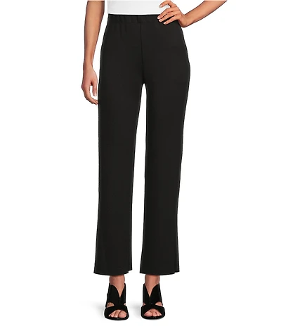 IC Collection Knit Elastic Waist Coordinating Wide Leg Pull-On Coordinating Ankle Pants